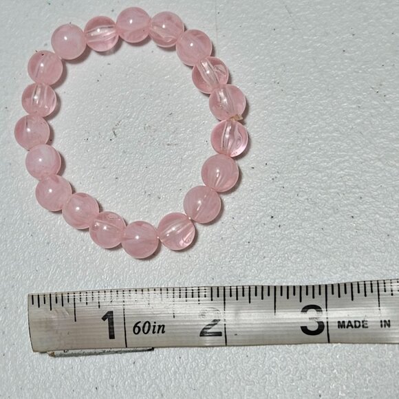 Pink Rose Quartz Beaded Stretch Bracelet Love Healing Fashion Jewelry Women - Picture 3 of 3